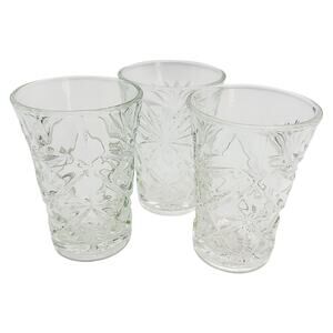 Vintage Anchor Hocking Prescut 3-Piece Set of Clear Pineapple Pattern Glasses